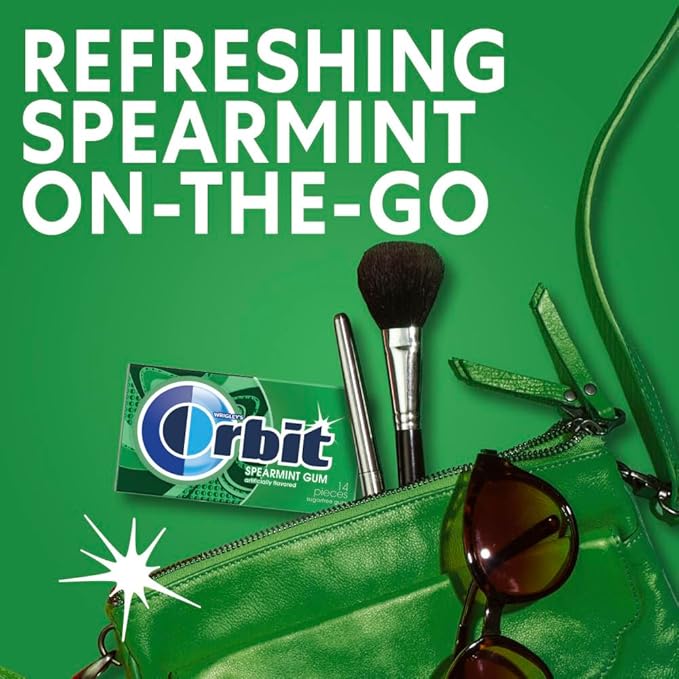 ORBIT Spearmint Sugarless Chewing Gum Bulk, 8 Packs of 14-Pieces, Case of 6 (672 Total Pieces)