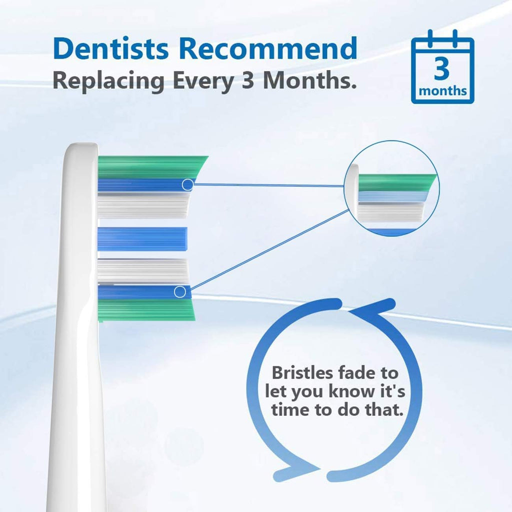 Replacement Toothbrush Heads for Phillips Sonicare Electric Toothbrush Click-on Handles 10 Pack White (Blue, 1 Count (Pack of 10))