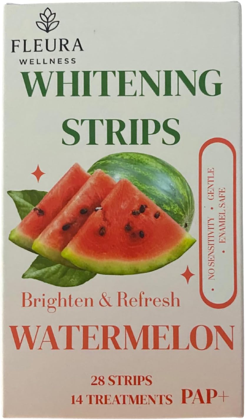 Pap Teeth Whitening Strips – Peach and Watermelon Flavor | Enamel-Safe, Sensitivity-Free Whitening, Gentle Daily Use, 28 Strips (14 Treatments) (Watermelon)