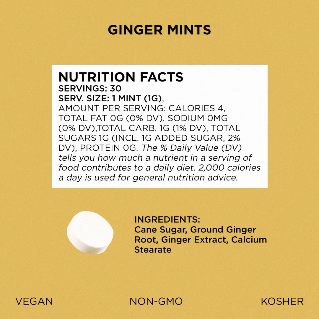SIMPLY Mints | Ginger Breath Mints | Pack of Six (180 Pieces Total) | Made With Real Ginger + Good for Nausea + Aspartame-Free + Vegan + non-GMO