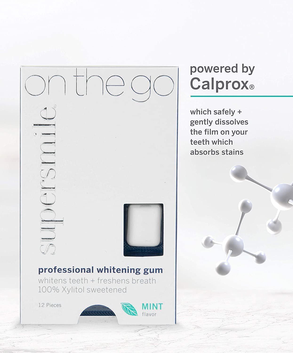 Supersmile Professional Teeth Whitening Gum – 100% Xylitol Sweetened Formula Removes Stains from Coffee – Sugar Free, Vegan, Kosher, 12 Count