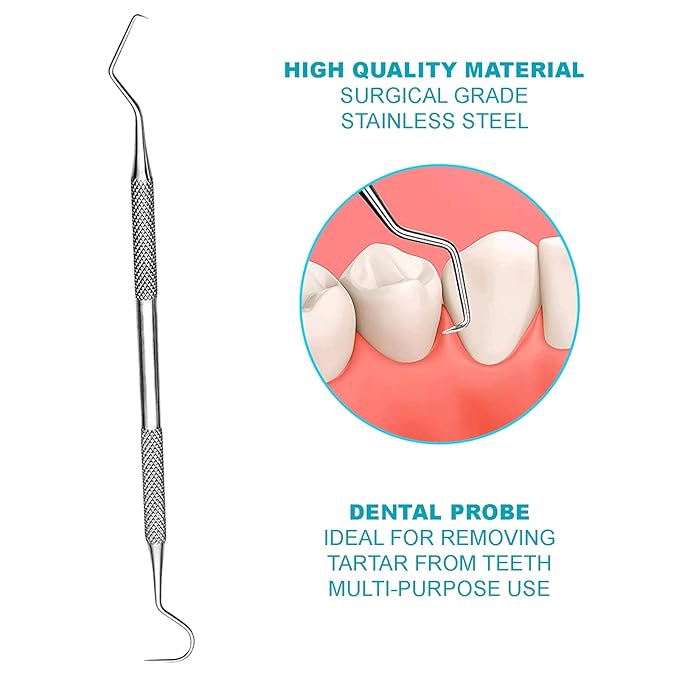 Professional Dental Tools - Dental Pick, Dental Scaler for Tartar Plaque Remover Tooth Cleaner Teeth Scraper Dentist Hygienist Kit Sickle Scaler Teeth Cleaning Set Stainless Steel 2 Pc By Krisp Beauty