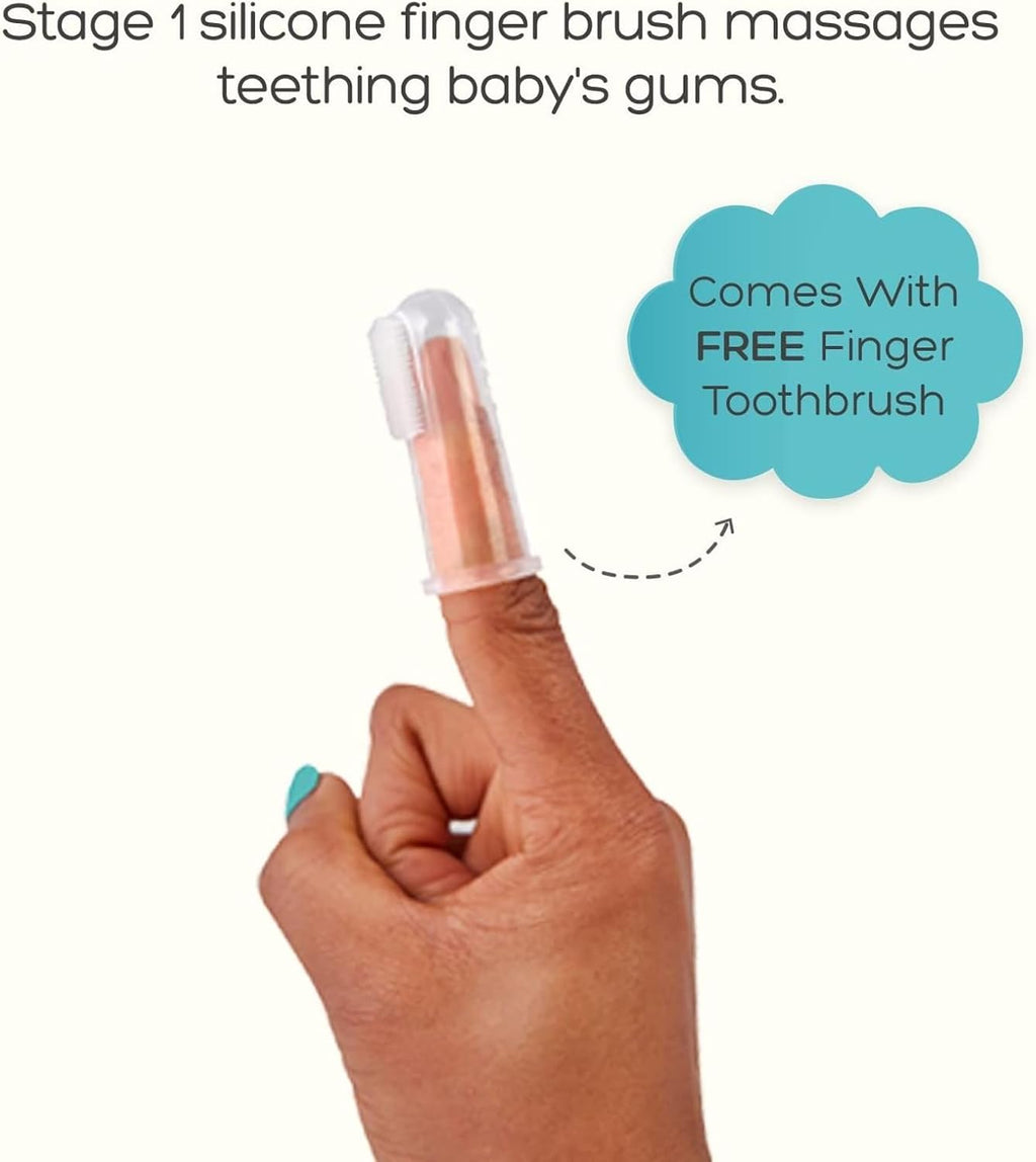 grabease Double-Sided Finger Toothbrush - Promotes Independent Brushing & Toddler Toothbrush - Recyclable Silicone Baby Brush - Finger Brush for Gum Massage - 12 Months & Up, Blush, Pack of 1