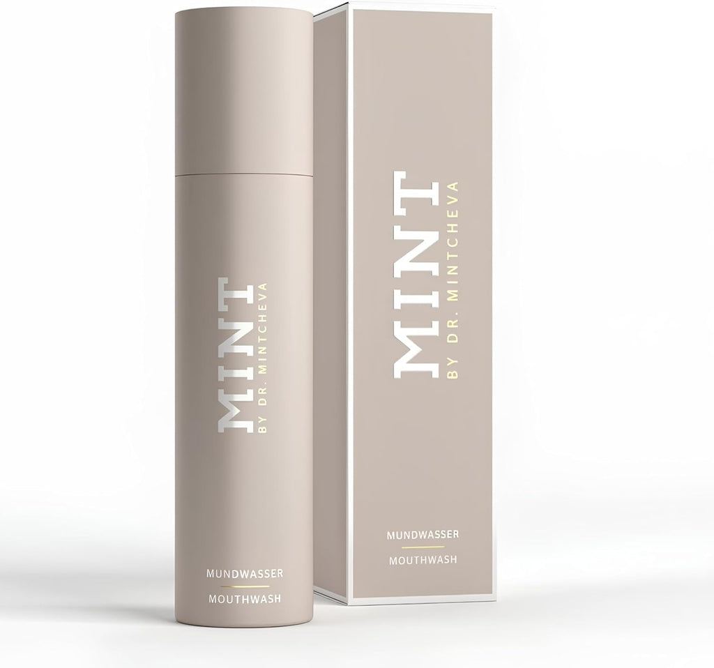 MINT whitening mouthwash with hydrogen peroxide - alcohol-free - mild taste - vitamin B12, peppermint oil and cucumber extract - mouthwash for the care of gums and interdental spaces -By Dr. Mintcheva