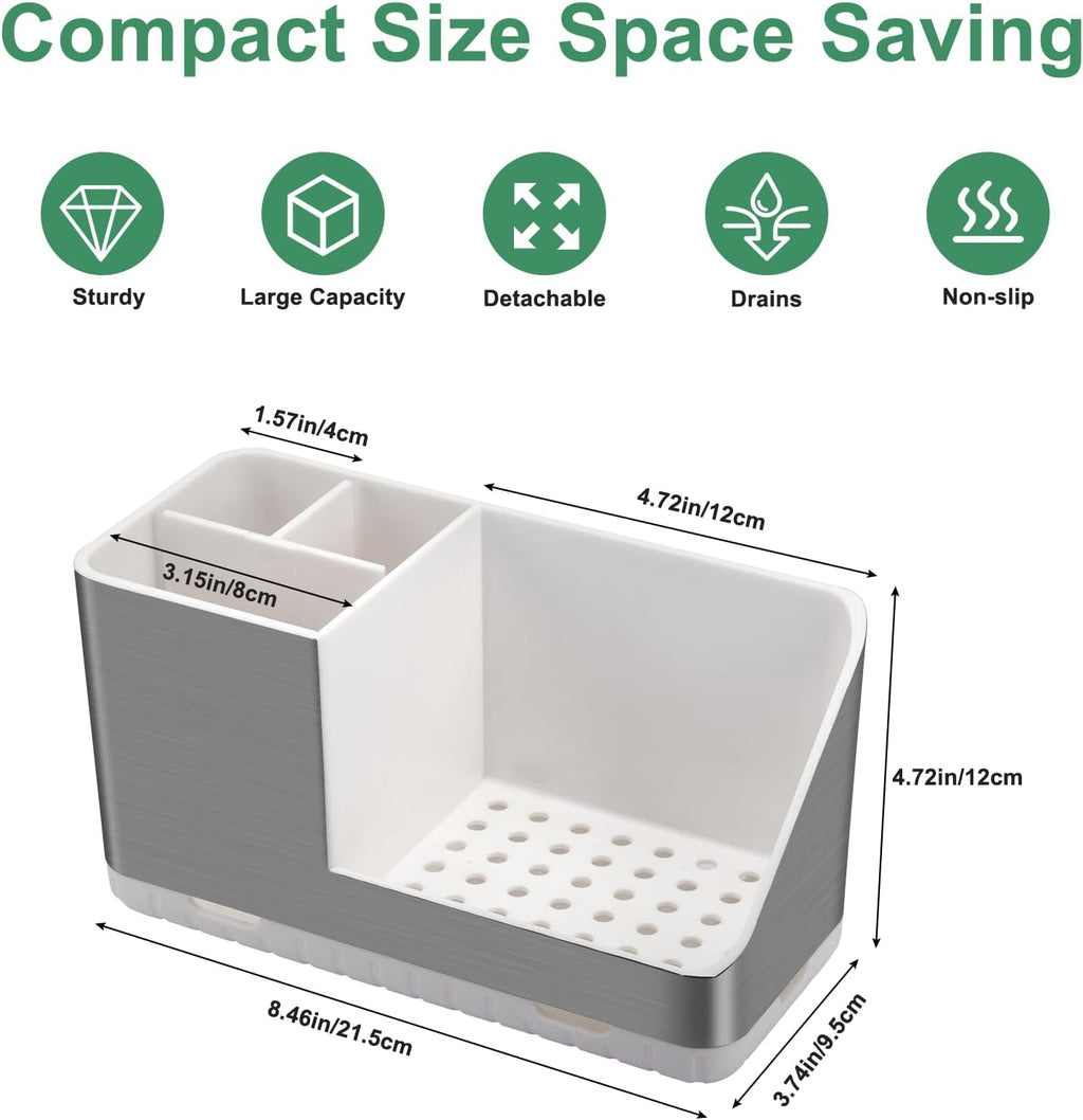 Toothbrush Holders for Bathroom Countertop Organizer, Brushed Nickel Tooth Brush Holder, Kids Electric Toothbrush and Toothpaste Holder with Drainage (Brushed Silver)