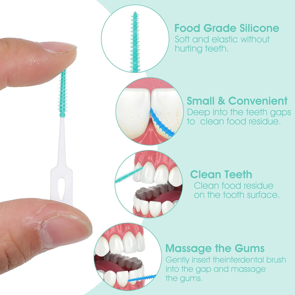 160 Pieces Dual Purpose, Dual-Use Interdental Brushes Silicone Disposable Dental, Premium Dental Floss 360° Bendable Braces Brush Brushes for Effective Teeth Cleaning