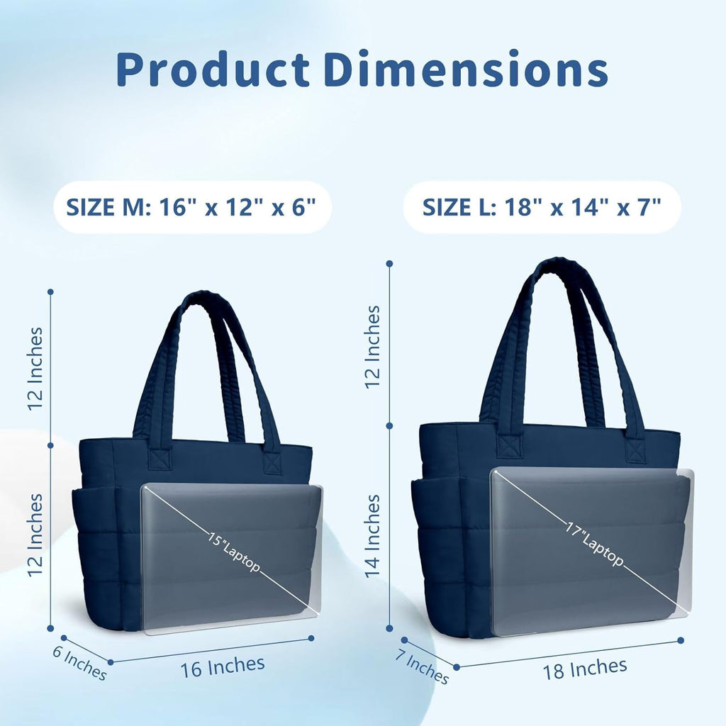 TOPDesign Puffer Tote Bag for Women, Lightweight Puffy Handbag with Compartments, Quilted Shoulder Bag for Work, Travel, Gym