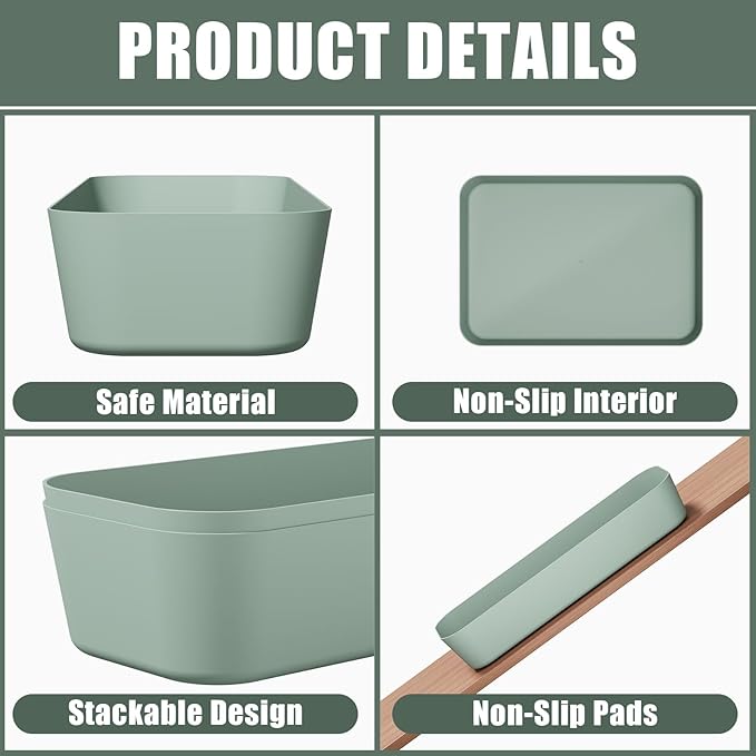 Plastic Drawer Organizers, 18 PCS Drawer Organizer Bins, Bathroom and Vanity Organizer Plastic Tray, Makeup organizer and storage for Makeup, Bedroom, Kitchen Gadgets Utensils and Office