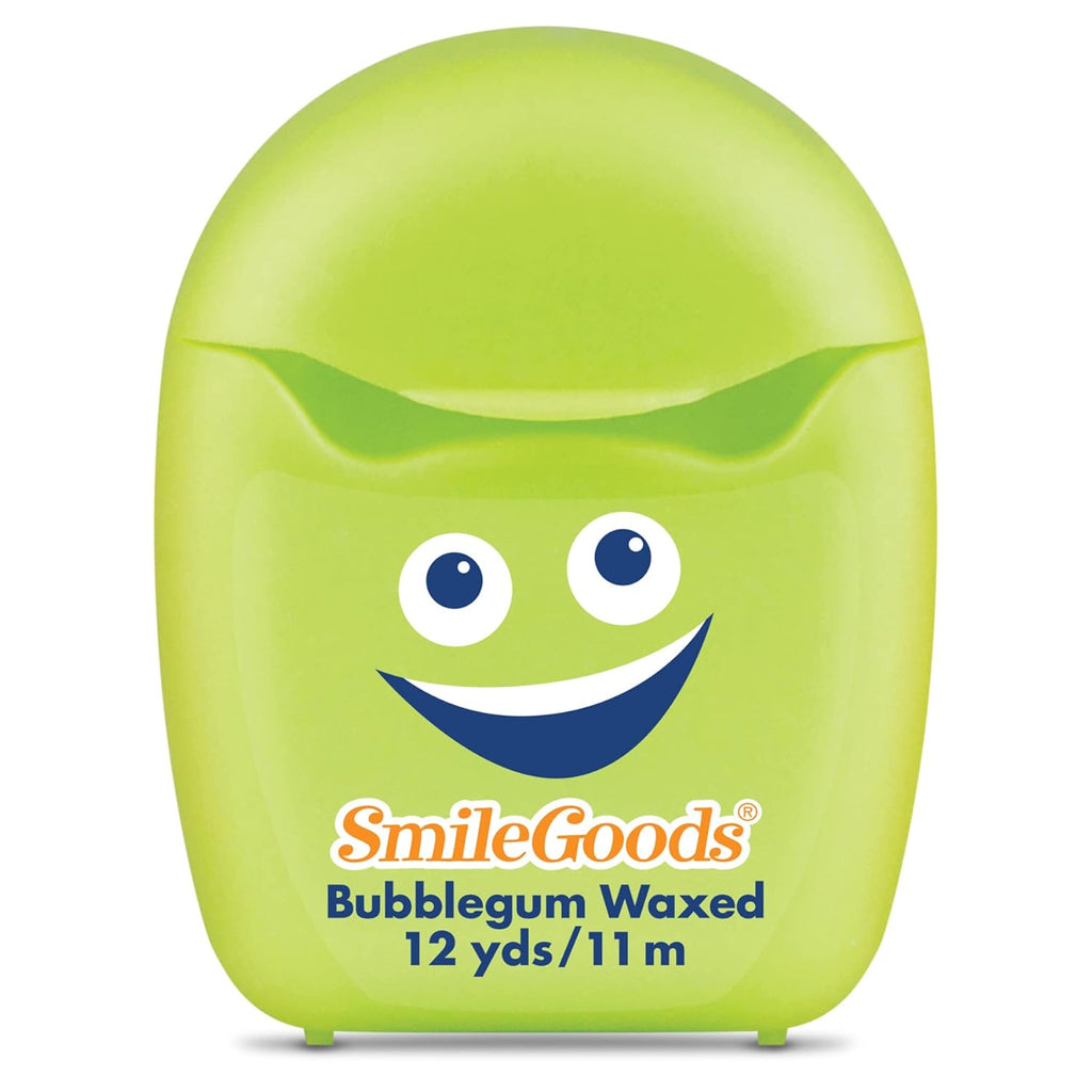 Practicon SmileGoods Cuties Bubblegum Waxed 12 Yard Dental Floss, Mini Sample Size Floss for Giveaways, Travel, Kids, Adults, Patients, Assorted Bright Colors with Display Canister, Bulk 72 Pack