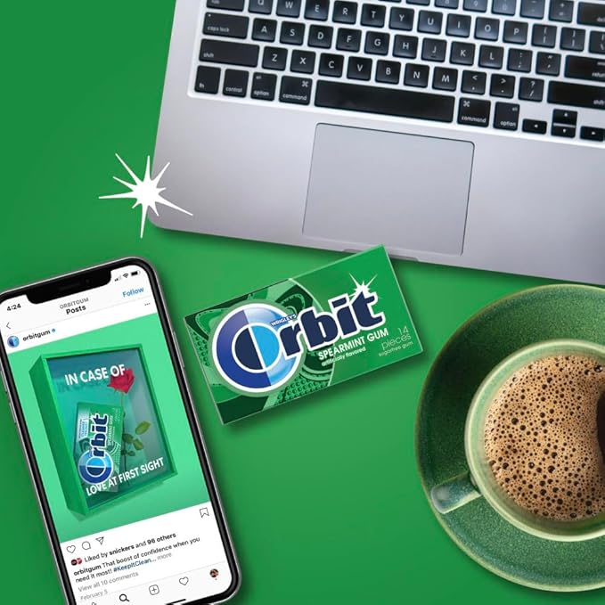 ORBIT Spearmint Sugarless Chewing Gum Bulk, 8 Packs of 14-Pieces, Case of 6 (672 Total Pieces)