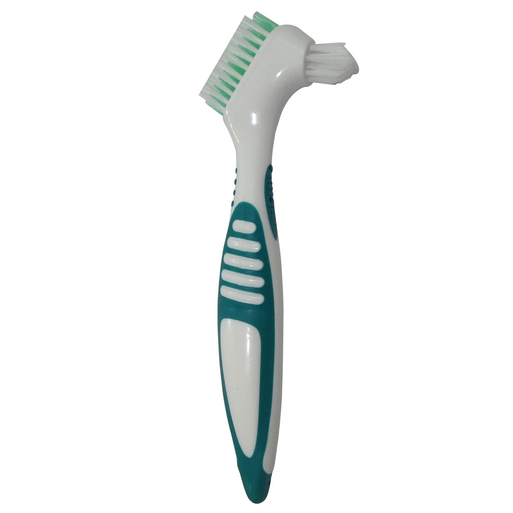 2-Pack Denture Cleaning Brush Set- Hygiene Denture Cleaner Set for Denture Care- Top Denture Cleanser Tool w/ Multi-Layered Bristles & Rubber Handle