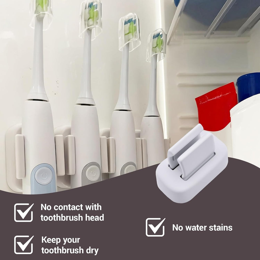 Wall Mounted Toothbrush Holder–Self-Adhesive Electric Toothbrush Organizer for Bathroom, No Drilling, Space-Saving, Multi-Function for Dorms & Kitchens (4)