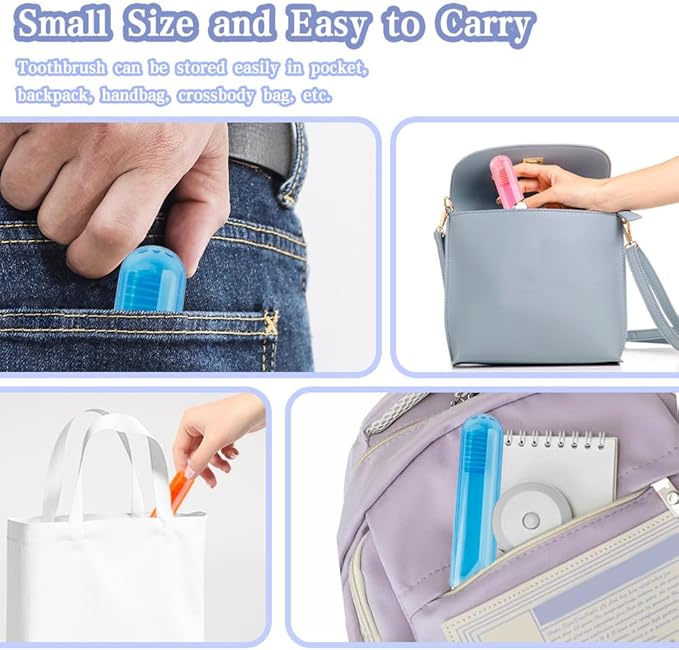 Travel Toothbrush 3Pcs Travel Toothbrush Set Mini Toothbrushes Soft Portable Toothbrushes Travels with Tooth Brush Cover Small Folding Toothbrush Individually Wrapped for Travels Home Orange Blue Pink