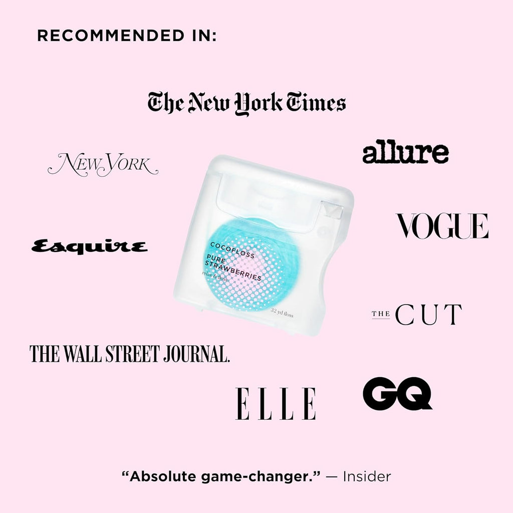 Cocofloss Woven Dental Floss, Dentist-Designed Oral Care, Strawberry Scent, Waxed, Expanding, Kid-Friendly String Floss with Coconut Oil, 3 Spools (33 yd Each)