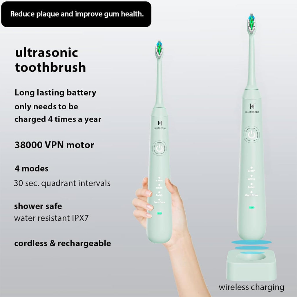 2-1 Oral Clean Kit- Water Dental flosser & Electric Toothbrush Combo- Brushing & Flossing- for Teeth Cleaning and Gum Health (Light Green)