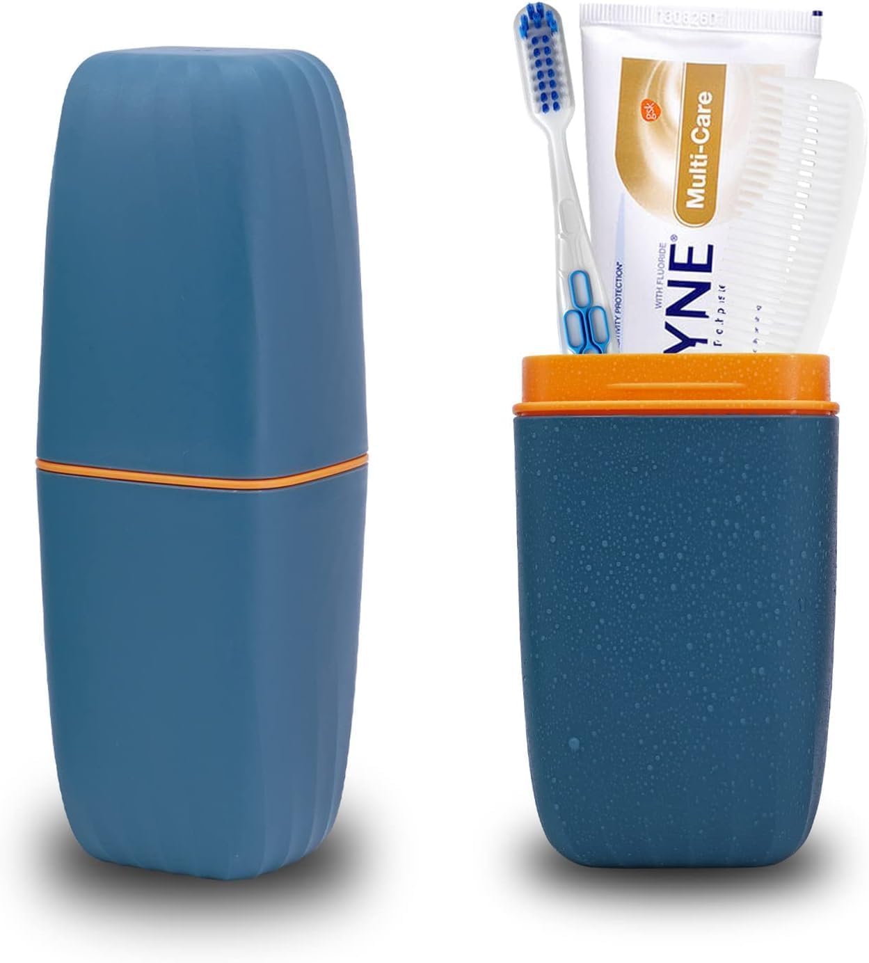 Toothbrush Cup Toothbrush Holder with Cover Travel Boothbrush Holder Portable Toothbrush Case and Carrier for Bathroom School Business Trip(Blue)