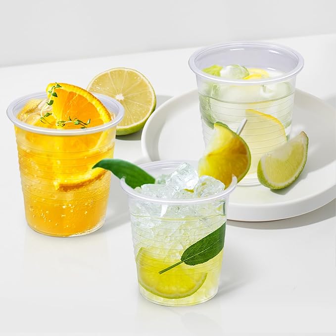 100 Pack 3 oz Plastic Cups, Clear Disposable Plastic Cups Bulk, Small Mouthwash Cup, Cold Drinking Cup for Travel, Bathroom, Travel, Picnic