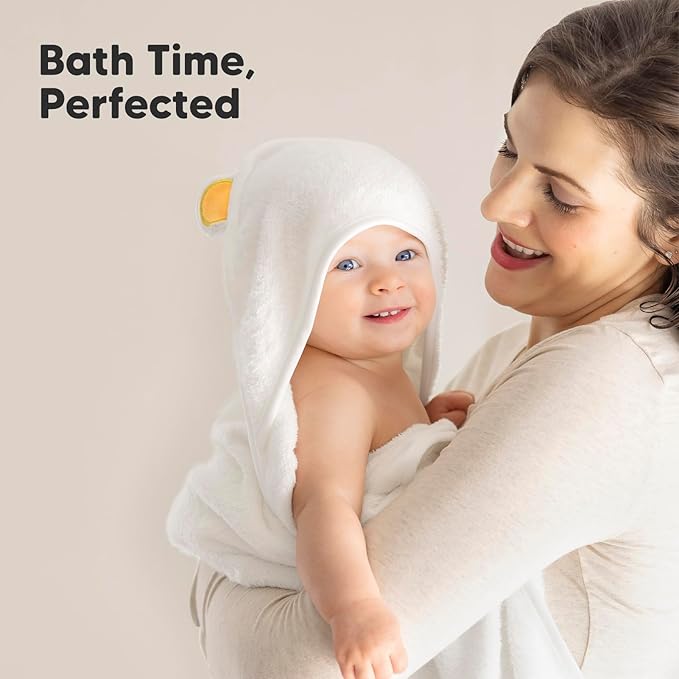 KeaBabies Hooded Baby Towel for Newborn - Viscose Derived from Bamboo Large Baby Bath Towels with Hood for Boys, Girls, Toddler, Extra Absorbent & Soft Newborn Bath Essentials (Bear, Regular)