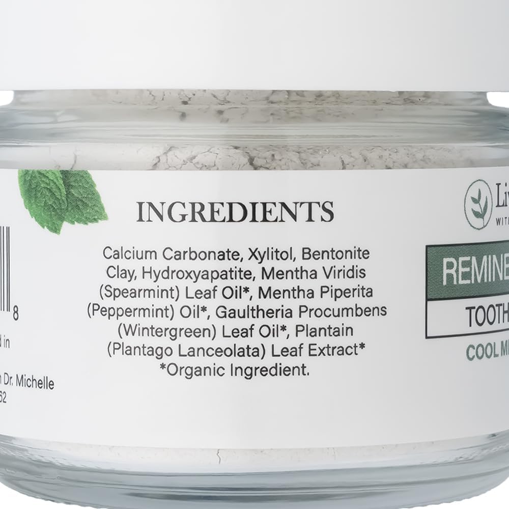 Living Well with Dr. Michelle Remineralizing Tooth Powder | Fluoride-Free Hydroxyapatite Formula | Supports Enamel Strength & Oral Wellness | Safe, Clean Ingredients | Cool Mint Flavor