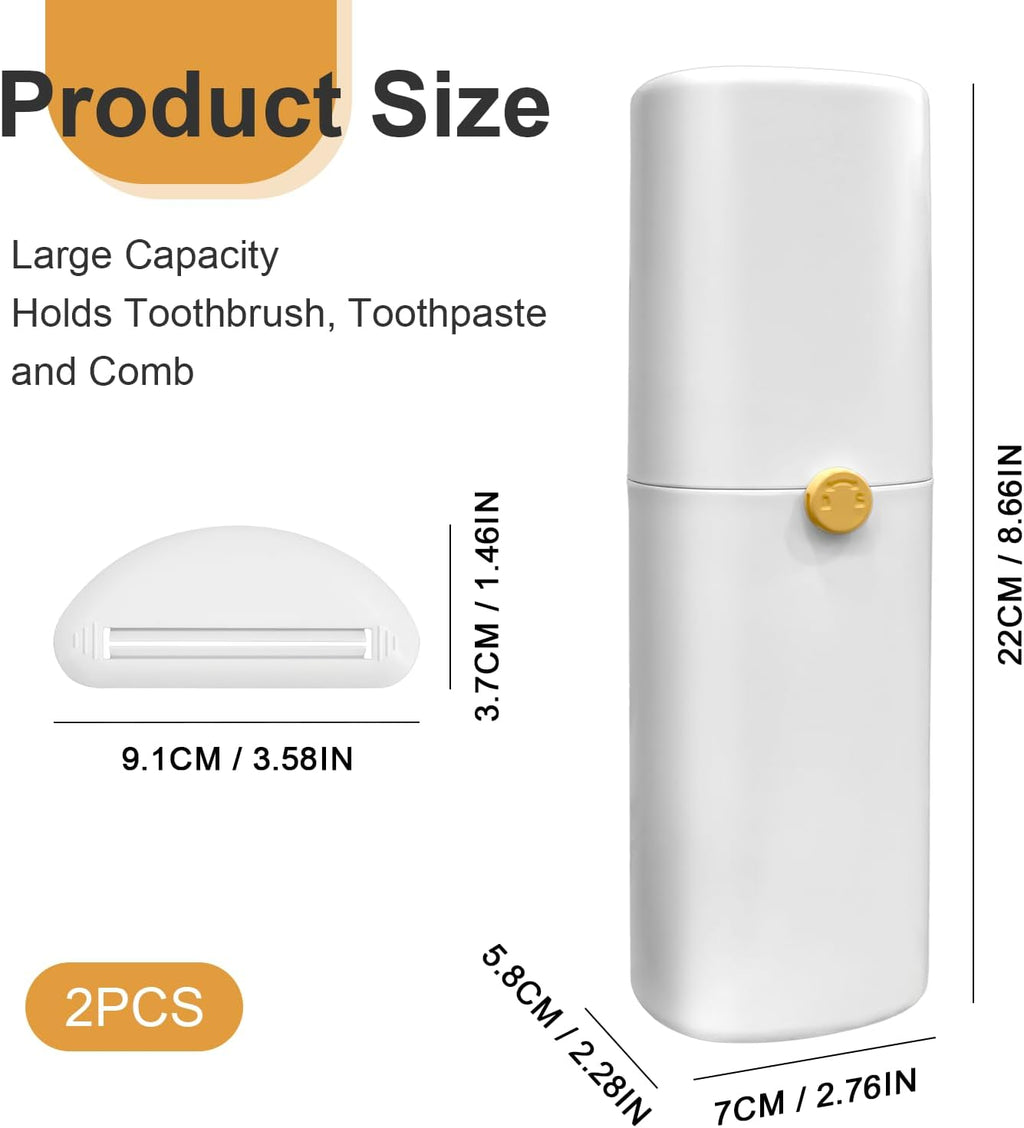 Ventilated Toothbrush Travel Case with Toothpaste Dispenser Portable Travel Toothbrush Holder – Leakproof Twist-Lock Design | for Electric/Manual Brushes, Gym, Camping & School