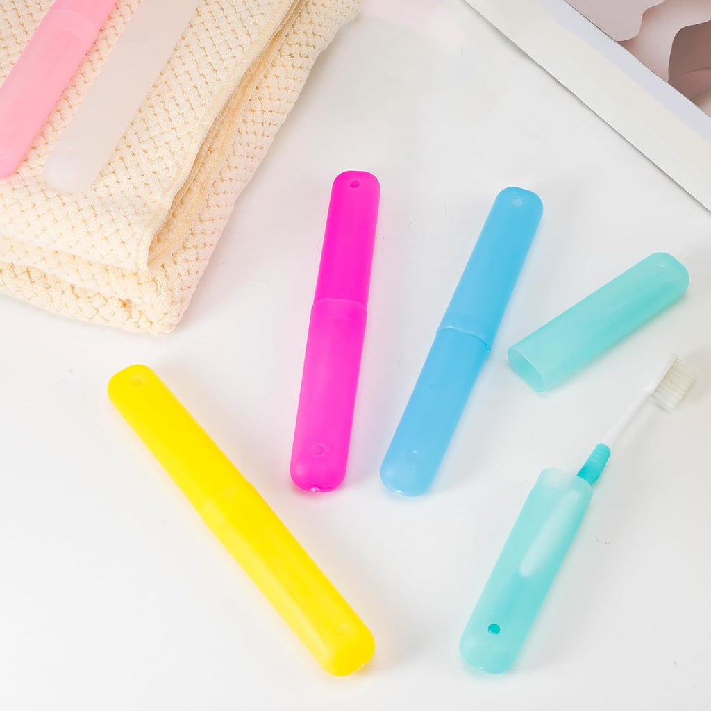 24 PCS Toothbrush Case Set,Travel Toothbrush Case,Plastic Portable Toothbrush Holder,Dust-proof Toothbrush Box Storage,Toothbrushes Carrier for Traveling,Bathroom,School,Home, Camping,6 Colors