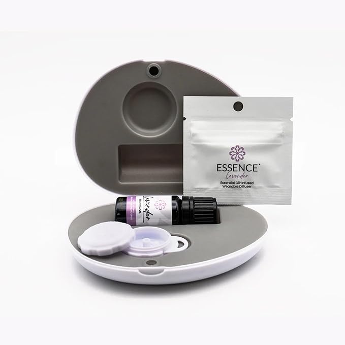 Essence Pearl Travel Case - Wearable Aromatherapy Kit with Nasal Diffuser Rings, Soaking Bay, and 5mL Essential Oil – Portable Wellness Gift Set for On?The?Go Self Care