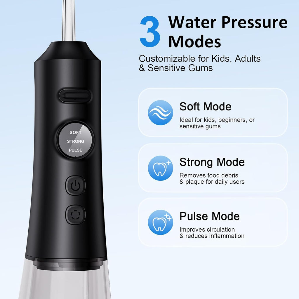 Water Dental Flosser for Teeth – 300ML Cordless Oral Irrigator with 6 Replaceable Jet Tips, 3 Modes, Portable Rechargeable Electric Flosser for Braces & Sensitive Gums, IPX7 Waterproof for Home&Travel