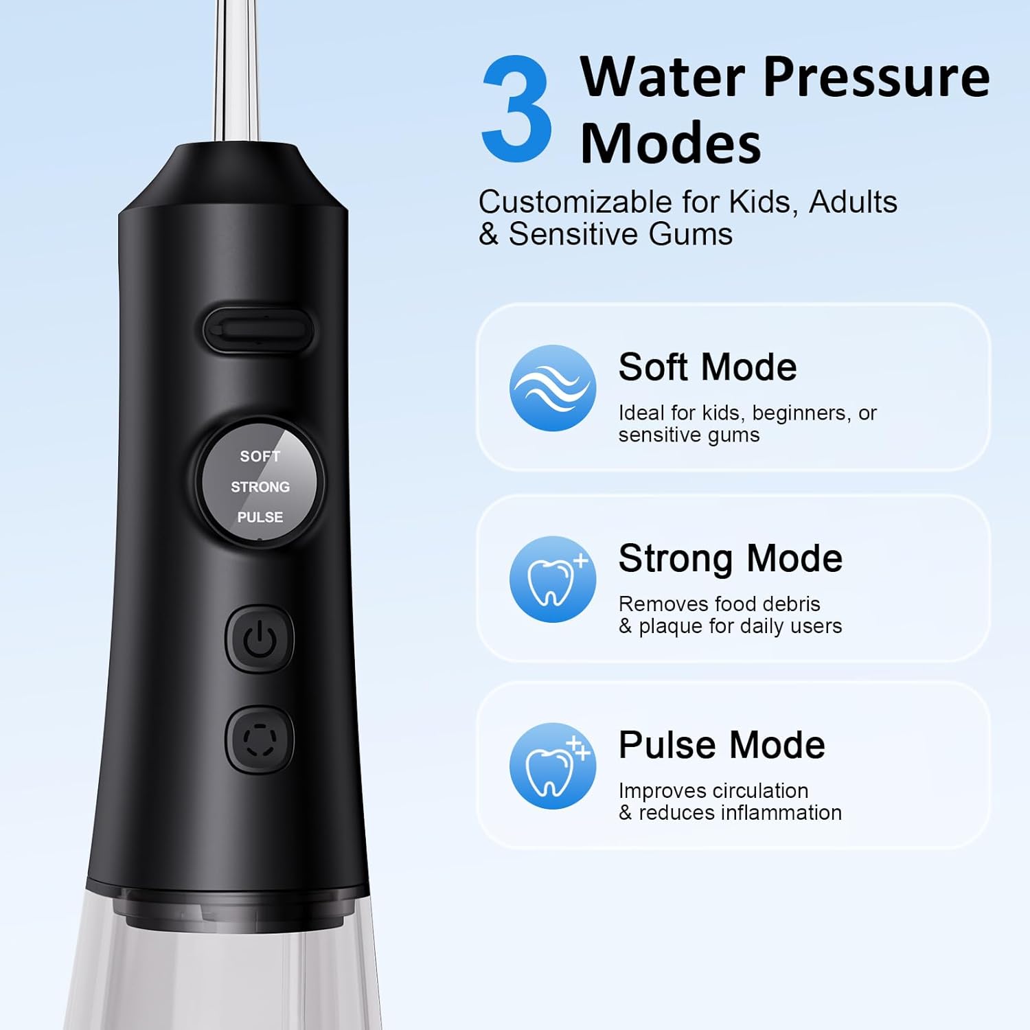 Water Dental Flosser for Teeth – 300ML Cordless Oral Irrigator with 6 Replaceable Jet Tips, 3 Modes, Portable Rechargeable Electric Flosser for Braces & Sensitive Gums, IPX7 Waterproof for Home&Travel