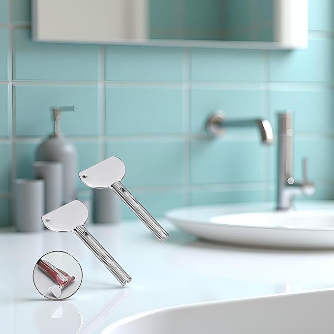 3Pcs Silver Stainless Steels Metal Tube Squeezer Keys Salon Toothpaste Tube Squeezers Toothpaste Roller,Rolling Toothpaste Squeezer,Bathroom Safety, Aids and Accessories