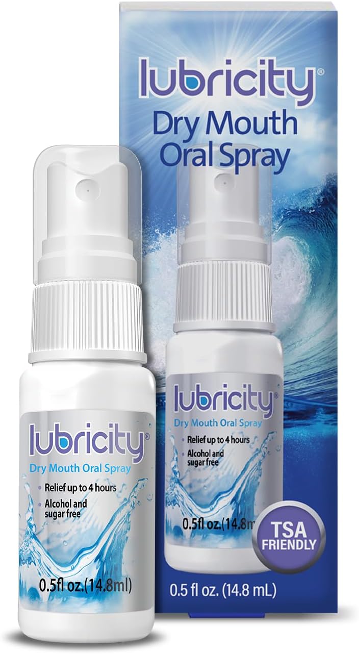 Lubricity Dry Mouth Oral Spray for Symptomatic Relief of Dry Mouth, Flavorless - .5 oz, Travel Size