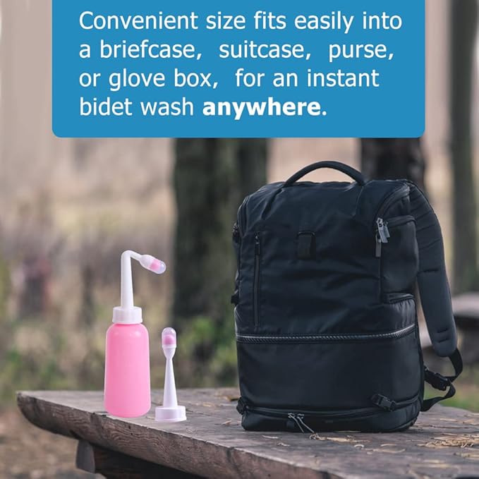 Peri Bottle - Postpartum and Perineal Care - 2 in 1 Portable Bidet - Portable Travel Bidet Sprayer for Women or Men- Handheld Jet Spray Bottle for Toilet (350ML, Pink)