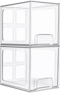 Vtopmart 2 Pack Stackable Storage Drawers, 6.6''Tall Acrylic Bathroom Makeup Organizers,Clear Plastic Storage Bins For Vanity, Undersink, Kitchen Cabinet,Pantry Organization and Storage