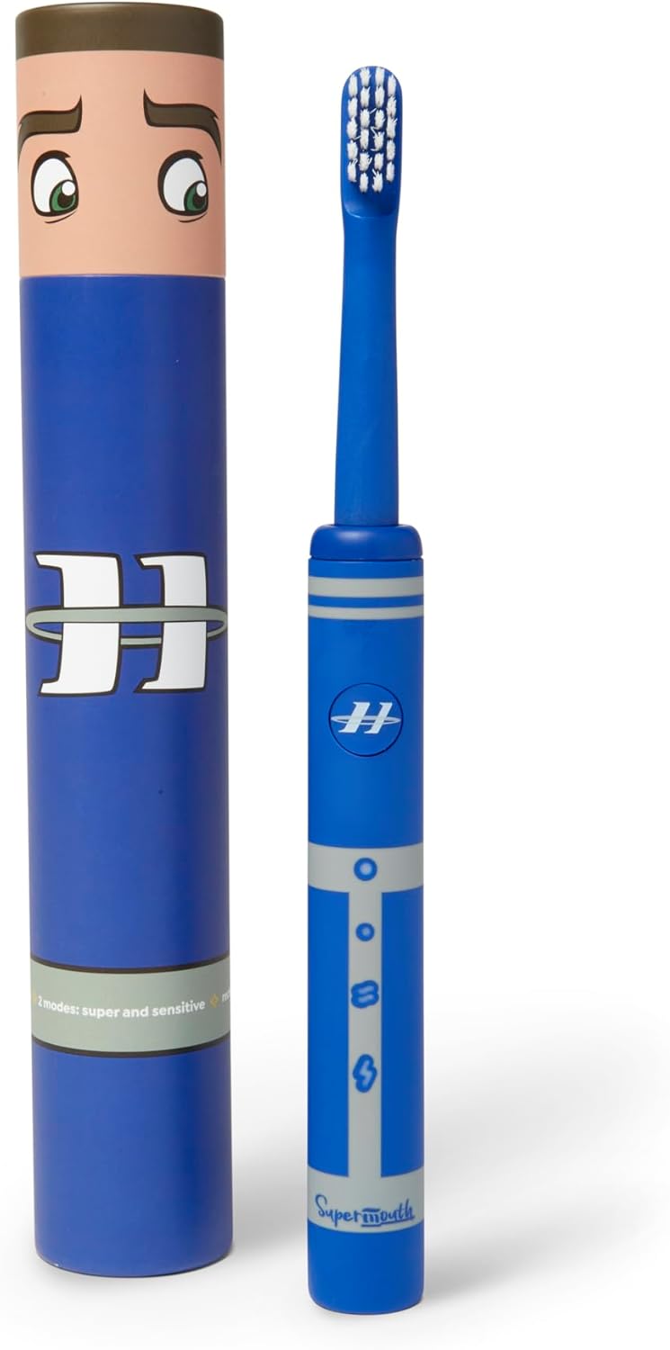 SuperMouth Smile Sidekick Sonic Toothbrush for Kids – Rechargeable, 3 Brushing Modes, Ultra-Soft Bristles, 2-Min Timer, Replaceable Brush Head – Includes Augmented Reality Sticker to Teach Brushing