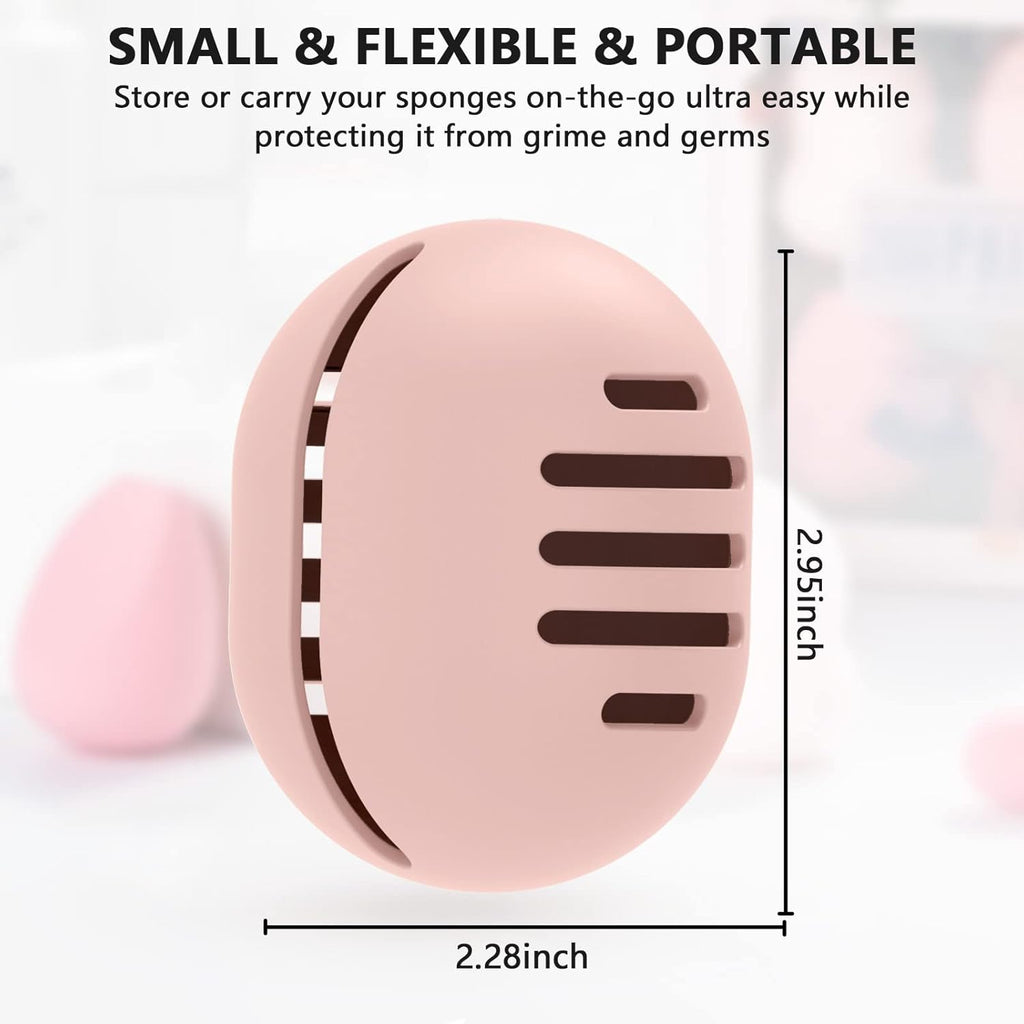 Makeup Sponge Holder,2PCS Double-sided Breathable Silicone Beauty Blender Holder,Integrated Make Up Sponge Travel Case for All Sponges,Black+Pink