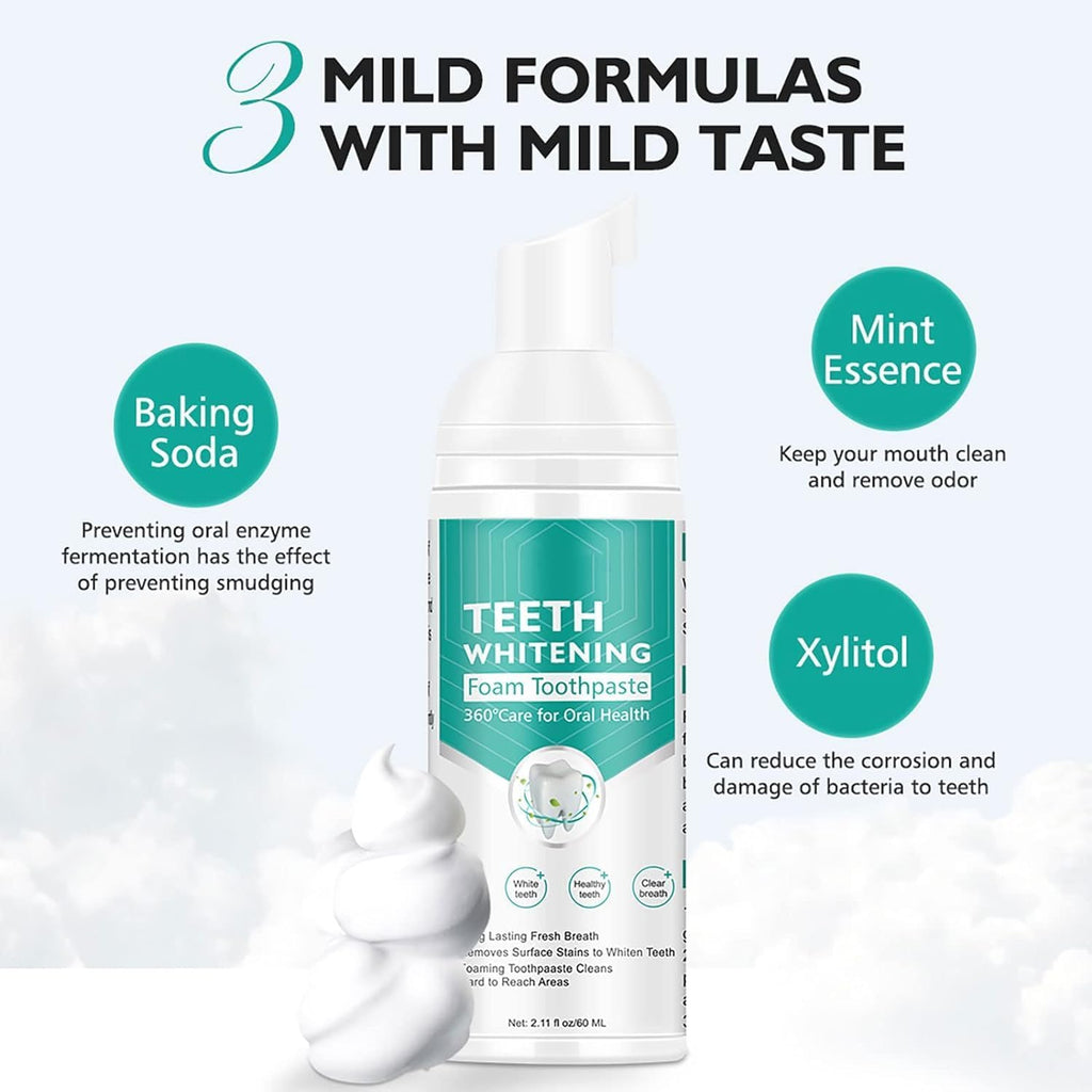 2PCS Foam Toothpaste, Whitening Baking Soda Toothpaste, Ultra-fine Mousse Foam Deeply Cleaning Gums, for Great Oral Care & Whitening Result Blueberry and Mint