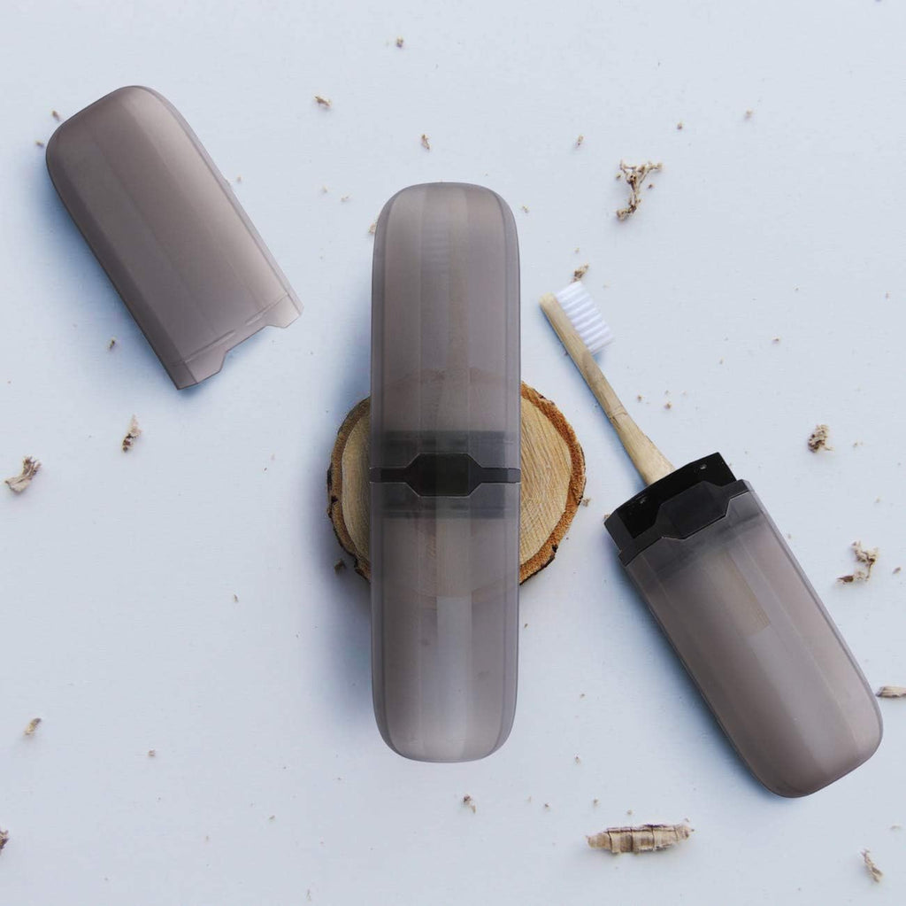 Yeeco Transparent Black Toothbrush Travel Case 2 Packs, Plastic Holder, 7.9"2.1"1.2" Portable for Traveling