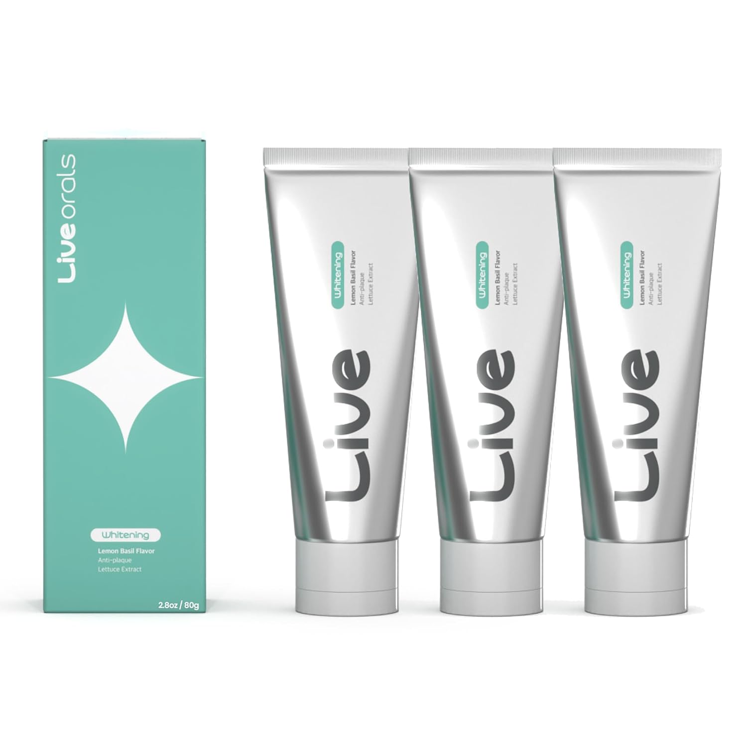 Whitening Toothpaste 80g x 3 – Fluoride-Free, Nano Hydroxyapatite & Hydrogen Peroxide, Sensitive Teeth, Enamel Strengthening, Natural Mint Gel