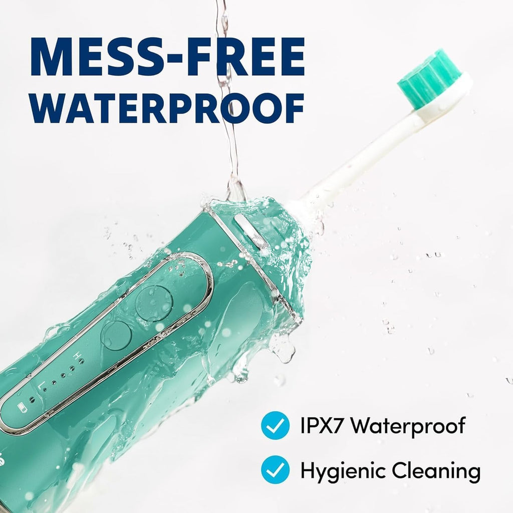 Professional Water Flosser - Advanced Dental Care for a Healthier Mouth, Gum, and Teeth - IPX7 Waterproof Oral Irrigator | 7 Replacement Tips, Travel-Friendly, Rechargeable - Oral Hygiene (Green)