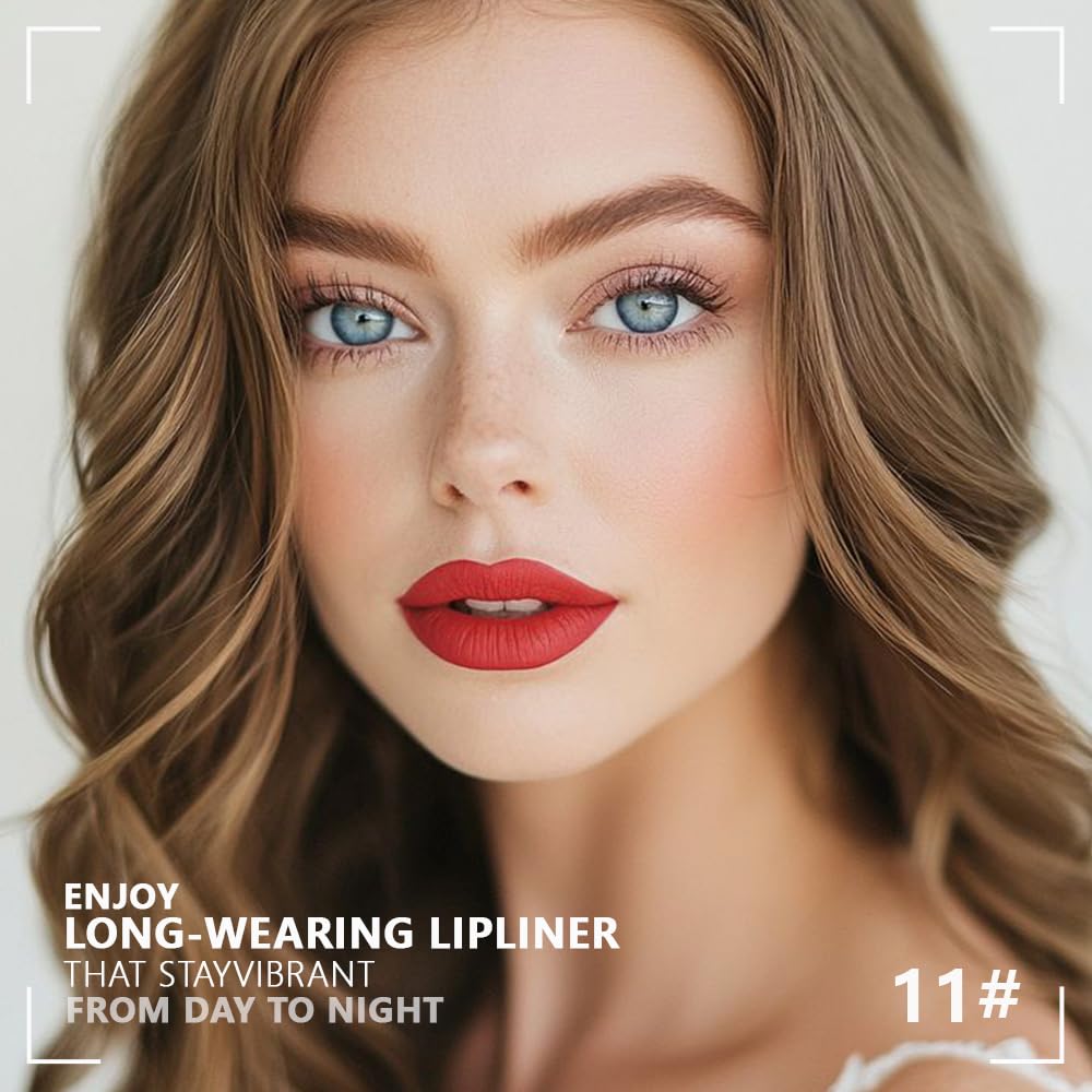 Matte Calligraphy Liquid Lip Liner Lipstick Pencil, Red Long-Lasting Transfer-Proof Lip Stain, Lightweight Lipstick, Sheer Buildable Color, Fades to a Natural Wash of Colors