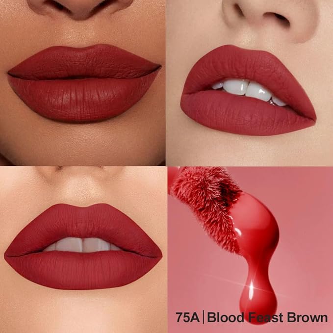 Matte Velvet Lip Stain, Long-Lasting Lip Tint, Waterproof Non-Sticky Lip Color, Transfer-Proof Smudge-Proof Lip Stain, Cloud-Like Soft Blurring Texture with Misty Velvet Finish, Crimson Red-80A