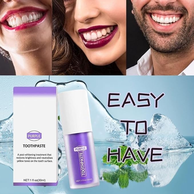 Purple Toothpaste for Teeth Whitening, Purple Toothpaste, Purple Teeth Whitening Toothpaste, Colour Correcting Toothpaste for Teeth whitening, Teeth Whitener