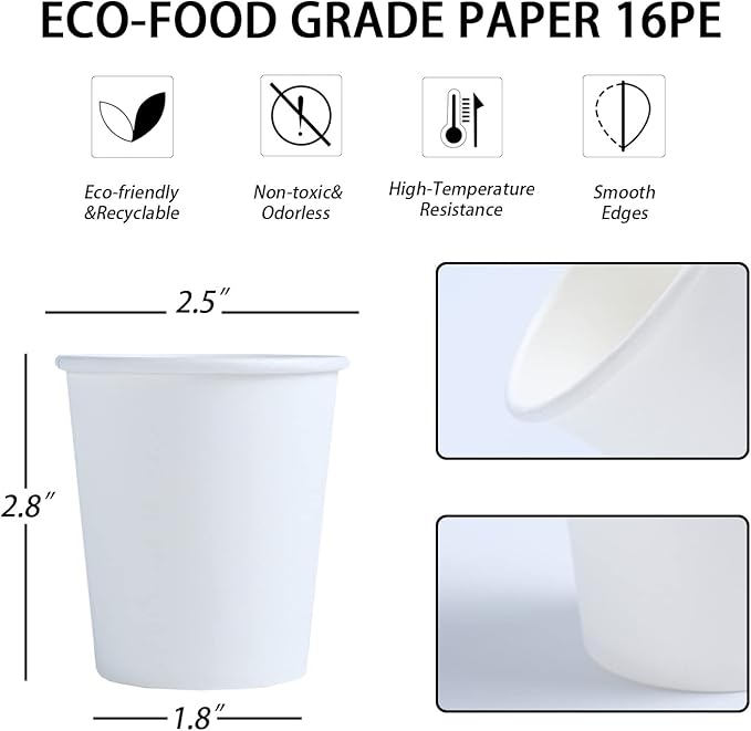 Lamosi 100 Pack 5 oz Paper Cups, Disposable Small Bathroom Cups 5oz, Mini Espresso Cups for Mouthwash, Travel, Party, Picnics, Home