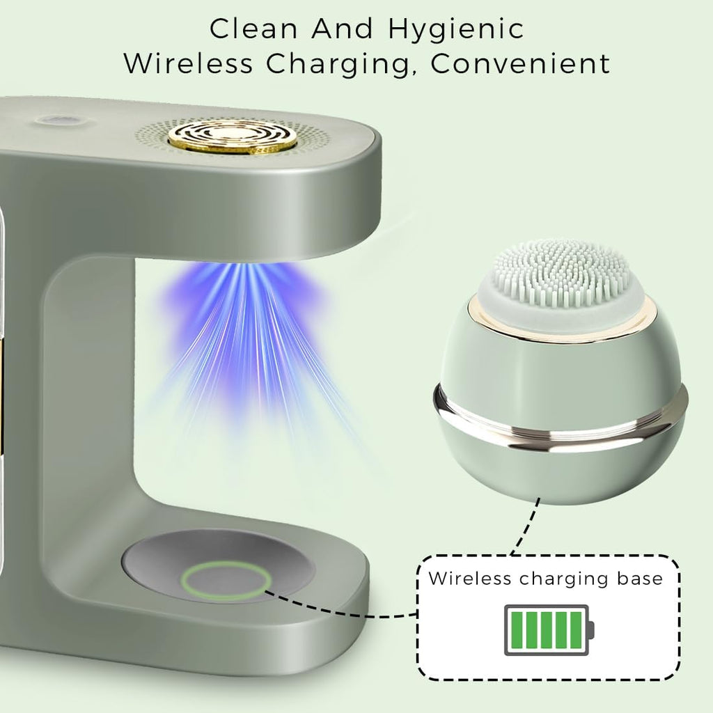 Electric Facial Cleansing Brush,Waterproof Facial Massage Brush,Sonic Face Scrubber with UV-C Disinfection,3 Sonic Cleansing Modes & 3 Brush Heads,For Exfoliating and Massaging,Rechargeable Face Brush