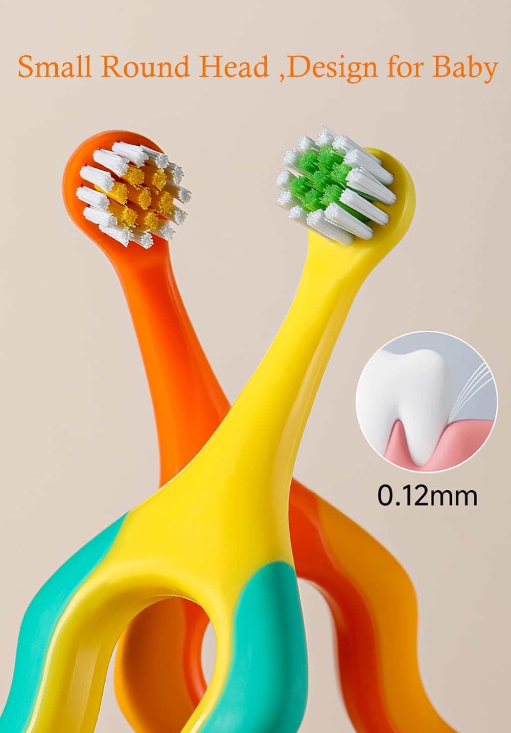 Baby Toothbrush,Lovely Calabash Handle Design Soft Bristles Infant to Toddler Toothbrush,Small Head for 0-3 Years, Teething Relief, 4 Pack