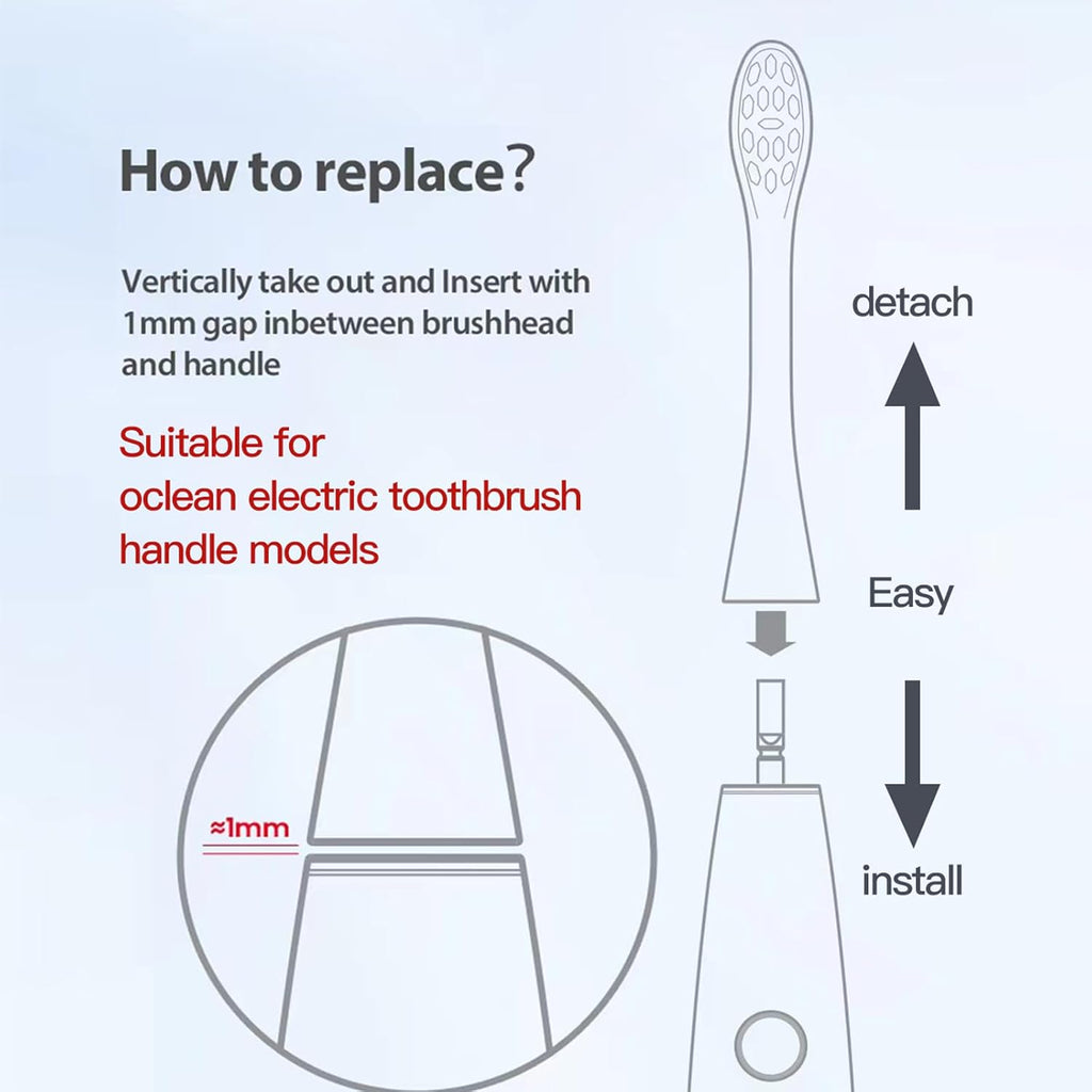 GTHUNDER 8Pcs Electric Toothbrush Heads Suitable for Oclean.with Hygienic Caps,Vacuum-Packed.Fits Adapted for All Oclean Models x pro Elite, X, X Pro,Flow,F1,Air 2(Grey)