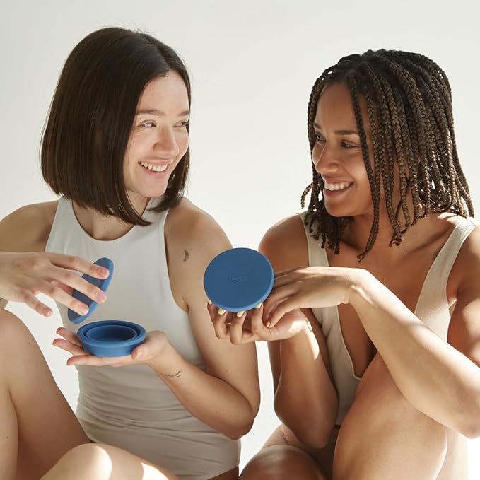 Lena Menstrual Cup Sterilizer Case, Compact, Collapsible Silicone Container for Cleaning Period Cup & Menstrual Disc, Travel, Home and Dorm, Menstrual Cup Cleaner, Feminine Care, Light Blue