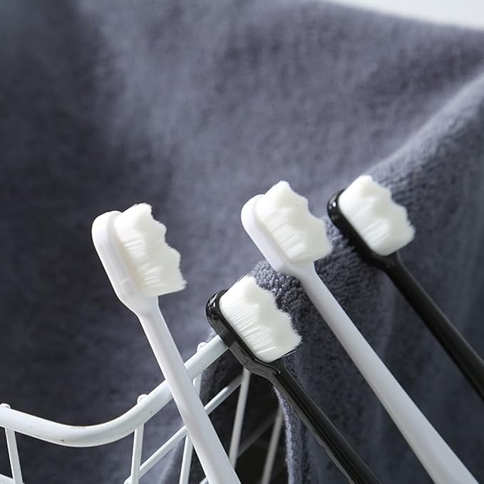 4PCS Soft Micro-Nano Toothbrushes for Adults with Ultra-fine Bristles Ergonomic Non-Slip Handle Deep Cleaning Tooth Enamel Protection Household Oral Care Black White