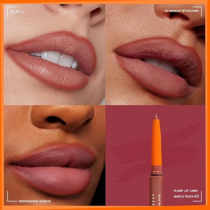 Matte Lip Liner Pencil for Shaping Lips, Retractable Creamy Brown Crayon LipLiner Pencil, Long Lasting Waterproof Lipstick Lip Liner Makeup, Vegan Beauty 03#