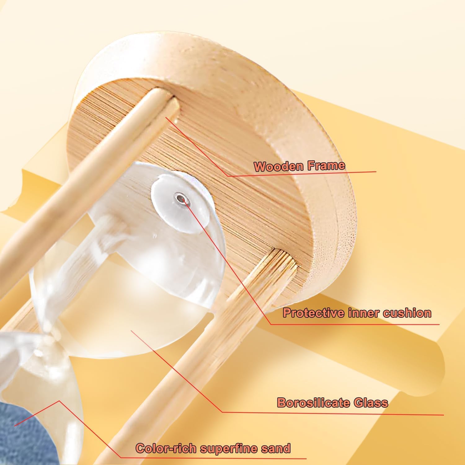 Wood Sand Timer, 10 Minute Sandglass Timer, Bamboo Hourglass 10 Min, Unique Sand Clock, Sand Watch, Unbreakable Sandglass Blue