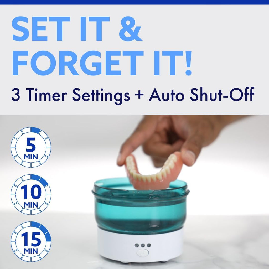 Dr. B Dental Solutions Ultrasonic Cleaner – Efficient Dental Cleaner with High-Frequency Waves for Removing Debris and Stains from Dentures, Night Guards, Retainers, and Aligners